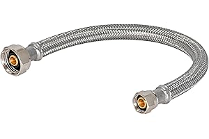 Eastman 20 inch Steel-Flex Braided Faucet Connector, 1/2 Inch FIP x 3/8 Inch Compression, Stainless Steel Faucet Supply Line, 48005N