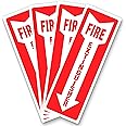 Fire Extinguisher Sticker - Fire Extinguisher Signs, Safety Sign Sticker - 4 Pack - 4" X 12" - 5 Mil Vinyl - Bright Red and W