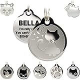 Stainless Steel Cat ID Tags - Engraved Personalized Cat Tags Includes up to 4 Lines of Text for Cat