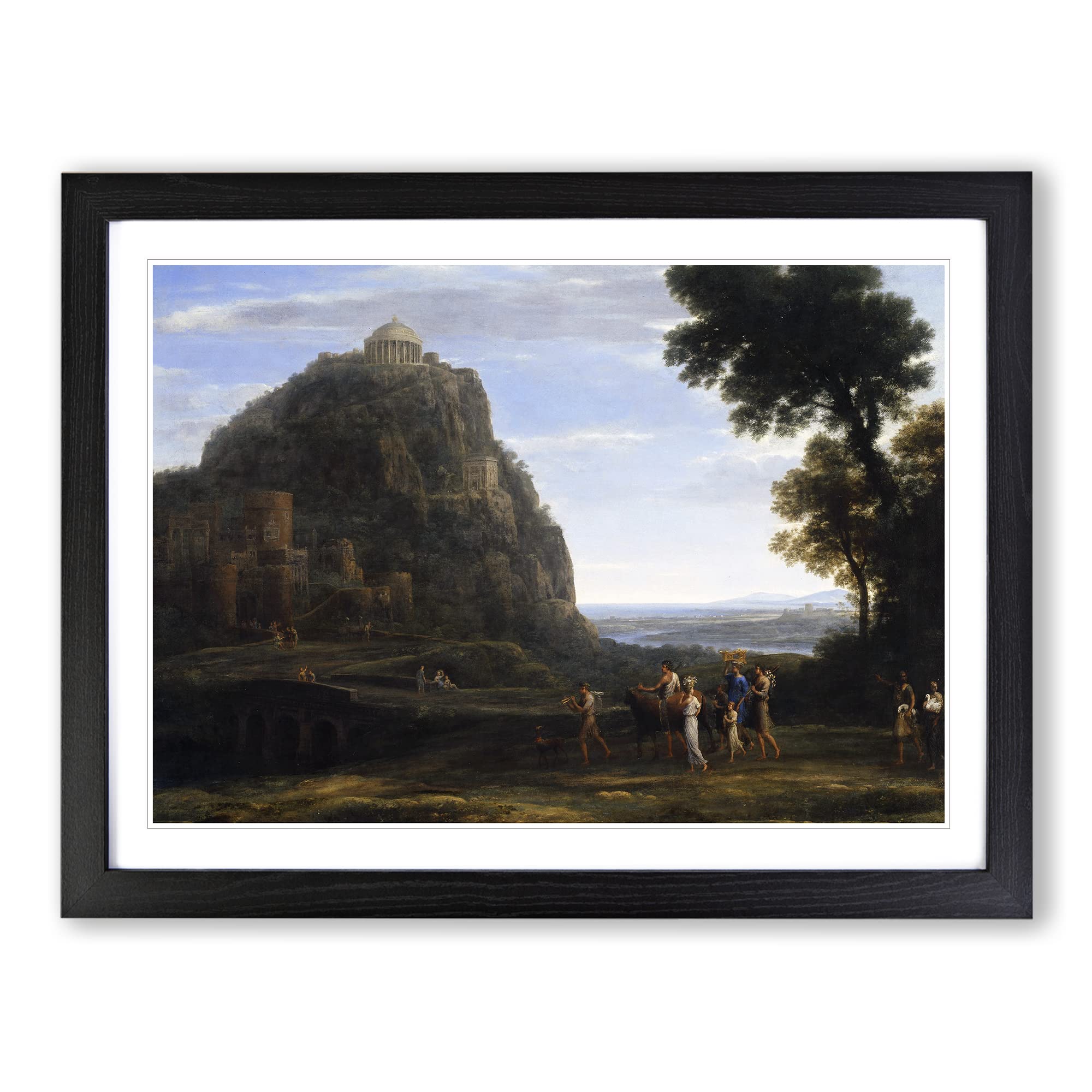 View Of Delphi With A Procession By Claude Lorrain Classic Painting Framed Print | A4 Black Framed Wall Art | Ready to Hang | Classic Historical Picture | Living Room Bedroom Lounge Office