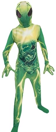 erdbeerloft - Jungen Außerirdischer, Alien Kostüm, Halloween, 134/140, Grün