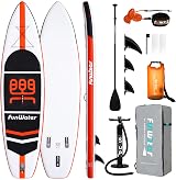 FunWater 11ft Inflatable SUP Paddle Board with Pump Fin Leash Bag