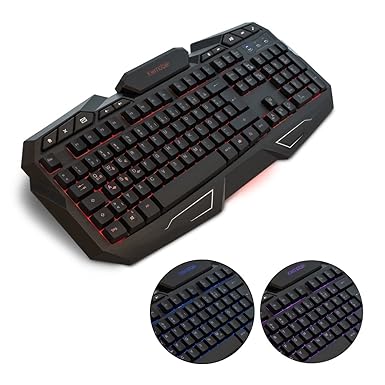 kwmobile Computer Gaming Keyboard beleuchtet - Rubberdome USB PC Tastatur für Gamer - Deutsches QWERTZ Layout 104 Tasten - mi