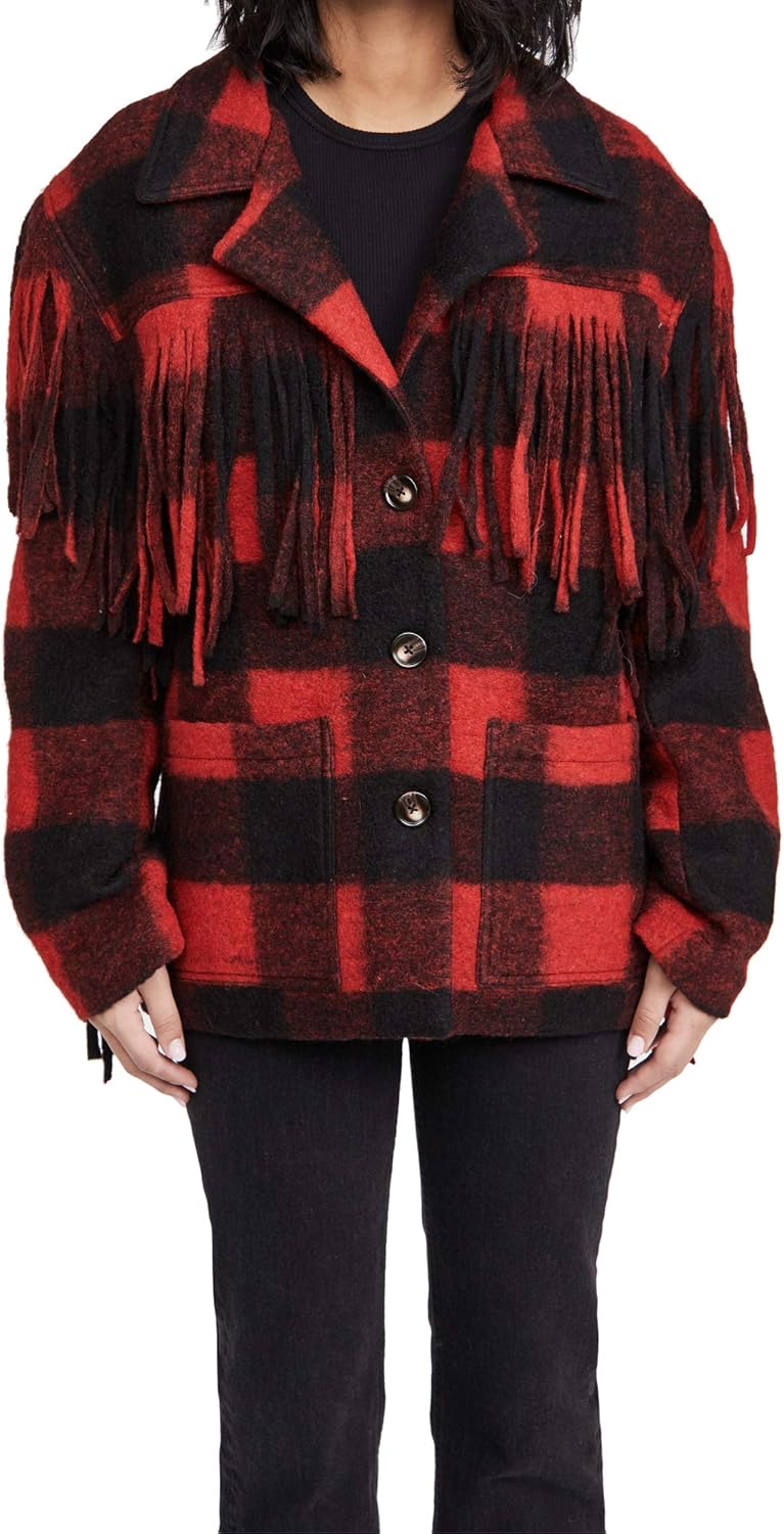 marina fringed plaid coat