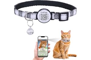 DOKITAG Cat Collar with Pet ID Tag,Breakaway Cat Collar with QR Code, Cat Collar with QR Code Tag, Cat Collar with Bell and QR,Pet Online Profile-Scan QR Receive Instant Pet Location Alert Email (Black)