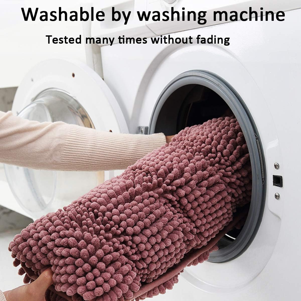 Bathroom Rugs Chenille Anti-Slip Mat Shaggy Super Soft Microfiber Water Absorption Machine Washable Bathroom Mat Used in Bedroom, Bathtub, Kitchen, Living Room (17X24inch, Gray): Kitchen & Dining