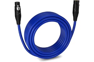 LyxPro 50 Feet XLR Microphone Cable Balanced Male to Female 3 Pin Mic Cord for Powered Speakers Audio Interface Professional Pro Audio Performance and Recording Devices - Blue