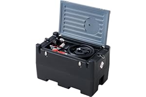 Specraft Portable Fuel Tank, 50 Gallon Capacity & 8 GPM Flow Rate, PE fuel transfer tank with 12V Electric Transfer Pump and 13.1ft Rubber Hose, Black