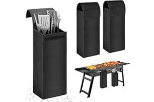 BOHEMIABY Barbequ Tools Storage Bag-Bottom Mesh Pocket Design, 20 X 6 X 6IN Foldable BBQ Accessories Caddy, Double Design BBQ