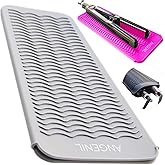 ANGENIL Professional Silicone Heat Resistant Mat Pouch for Hair Straightener, Curling Iron and Flat Iron, Portable Travel Mat and Cover for Hair Styling Tools, Grey