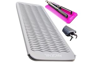 ANGENIL Professional Silicone Heat Resistant Mat Pouch for Hair Straightener, Curling Iron and Flat Iron, Portable Travel Mat and Cover for Hair Styling Tools, Grey