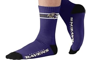 FOCO NFL Men's Official Primary Logo Wordmark Premium Crew Socks With Drawstring Ornament Bag