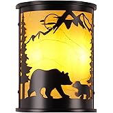 Monyohame Rustic Bear Wall Sconces, 2 Light E12 Base Modern Farmhouse Wall Lamp for Bedroom, Living Room, Hallway, Stairway, 
