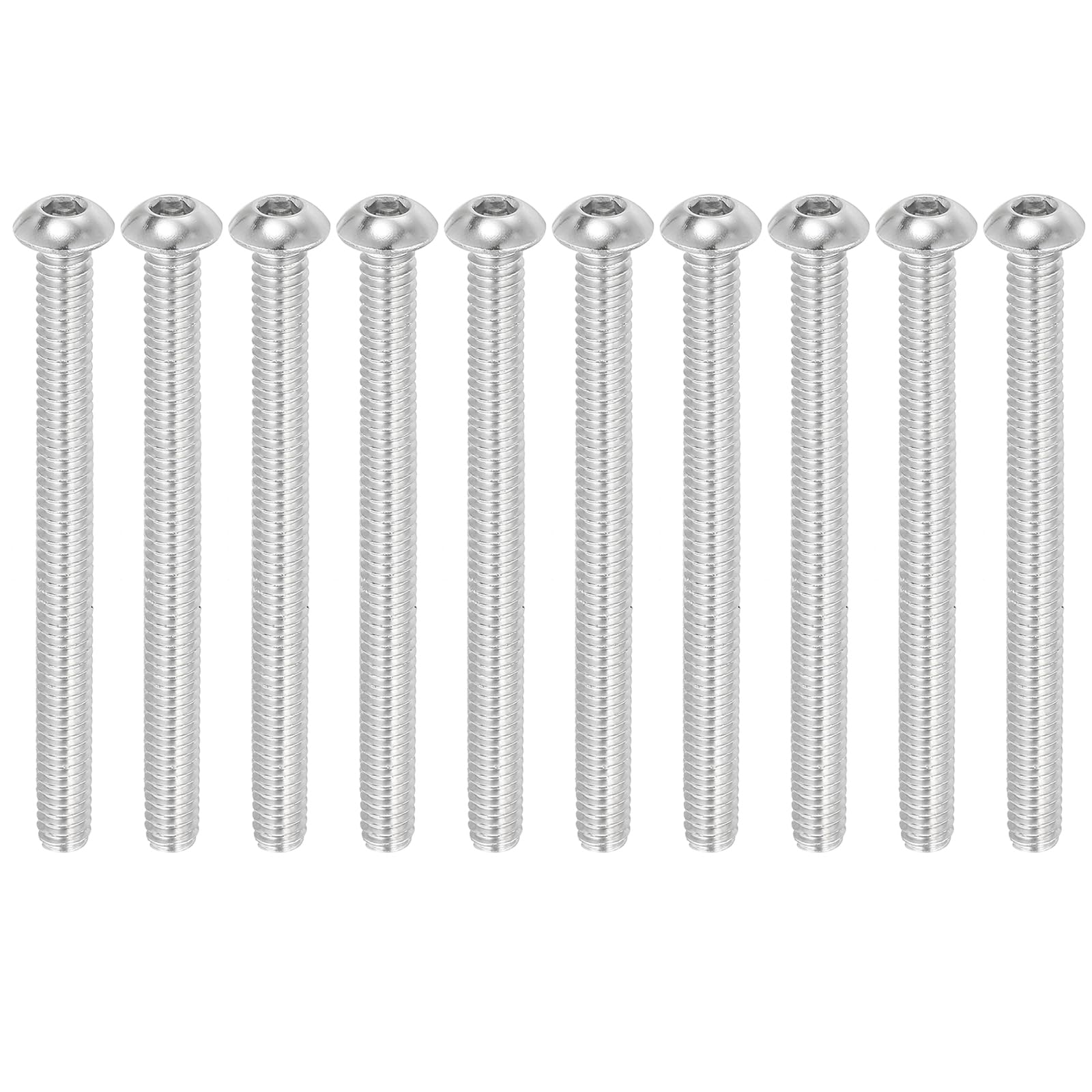 PATIKIL 1/4-20x3-1/2" Button Head Socket Cap Screws, 10 Pcs 304 Stainless Steel 18-8 Socket Cap Screw Bolts Allen Hex Drive Full Thread Fine Thread UNC