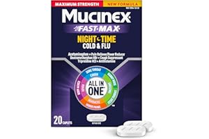 Mucinex Nightshift Cold & Flu, Maximum Strength Powerful Multi-Symptom Nighttime Relief, 20 Fast Release Caplets - Pain Reliever/Fever Reducer, Cough Suppressant, Antihistamine