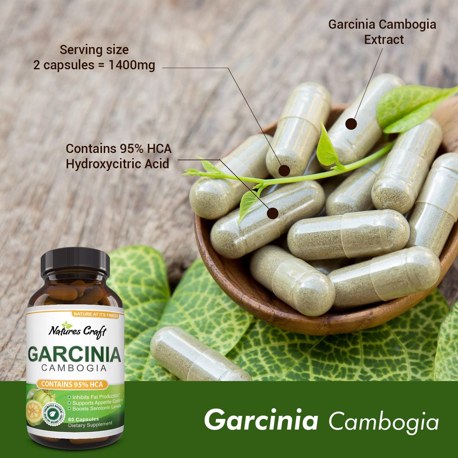 Garcinia Cambogia with 95% HCA Weight Loss Supplement - Best Fast Acting Fat Burner and Natural Carb Blocker Diet Pills - Pure Garcinia Extract Appetite Suppressant for Men & Women: Health & Personal Care