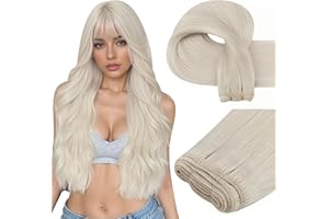 Easyouth 24In Sew in Hair Extensions Blonde Weft Hair Extensions White Blonde Real Human Hair Extension Sew in White Hair Wef