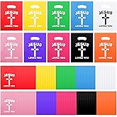 Gilprop 50 Pcs Jesus Loves You Gift Goody Bags Plastic Colorful Religious Christian Church Scripture God Bless Bible Cross Treat Candy Snack Bags for First Communion Easter Vbs Party Favor