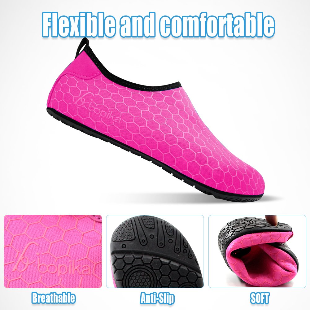 Barefoot Shoes Water Sports Shoes Quick-Dry Aqua Yoga Socks for Women Men Kids (M: (Women:7.5-8.5/Men:6-7), FC-hot Pink)