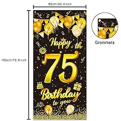 wongmode Happy 75th Birthday to You Door Banner