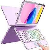 FUWANG Touch Keyboard Case for iPad (A16) 11th Generation 11 inch 2025&10th Gen 10.9 inch 2022, 360° Rotate for iPad 10th Generation Case with Keyboard, Backlit Keyboard Case with Pencil Holder,Purple
