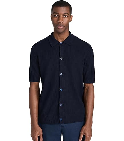 Amazon.com: NN07 Men's Julio Linen Camp Shirt, Navy Blue, S