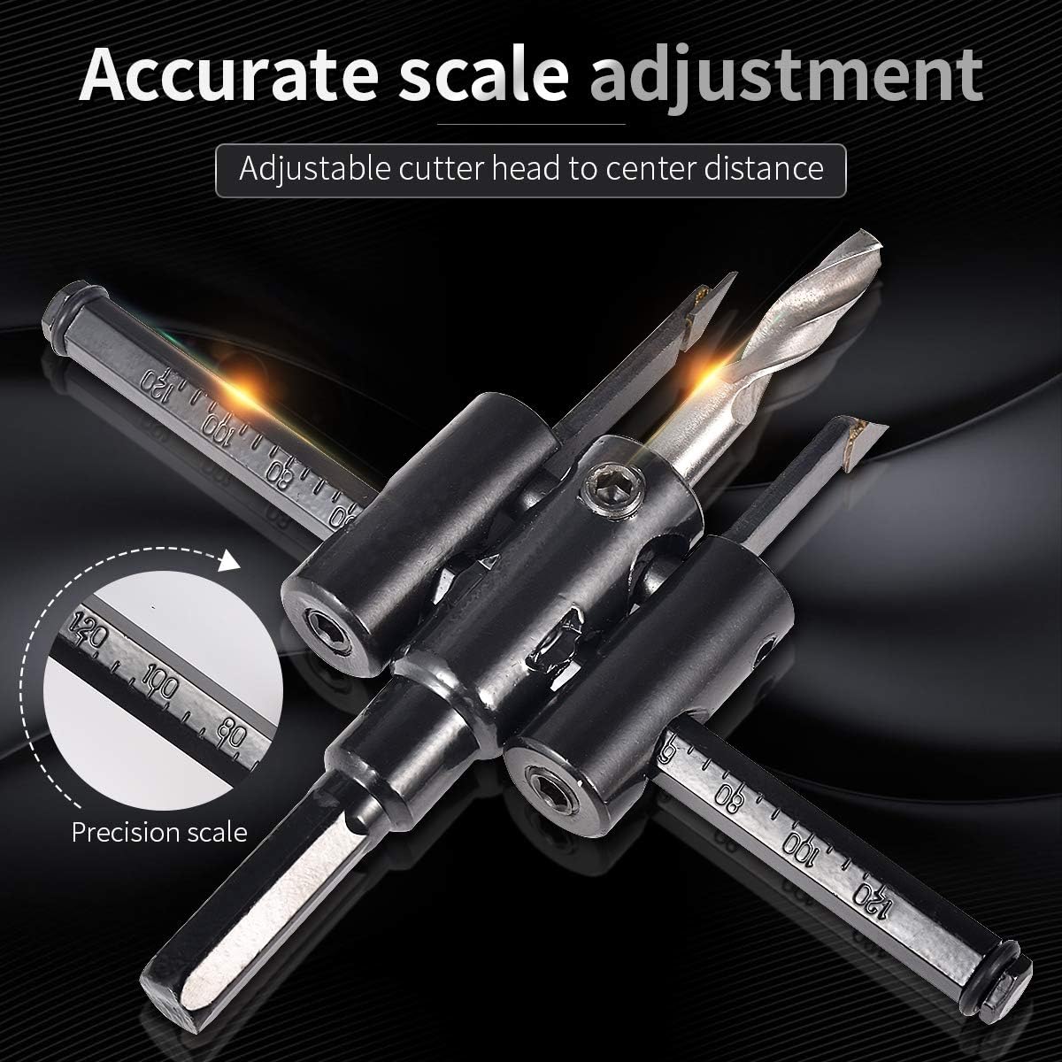 KATUR 30mm to 120mm Adjustable Circle Hole Cutter Adjustable Plane Type Metal Wood Circle Cutter Kit Wood Drywall Drill Bit Saw Round Cutting(30-120mm) - Image 5