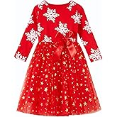 Csbks Toddler Girls Christmas Tutu Dress Multi-Layers Tulle Long Sleeve Princess Dress