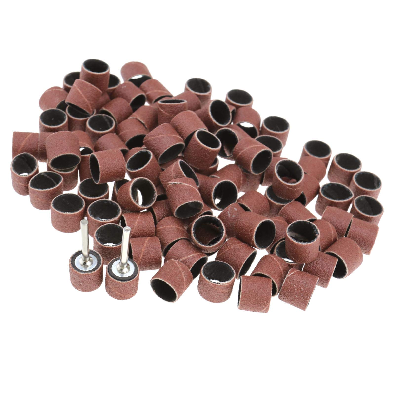 1/2" Sanding Bands Sleeves X 100 + Mandrels X 2 Compatible with Dremel Rotary Tools Kit