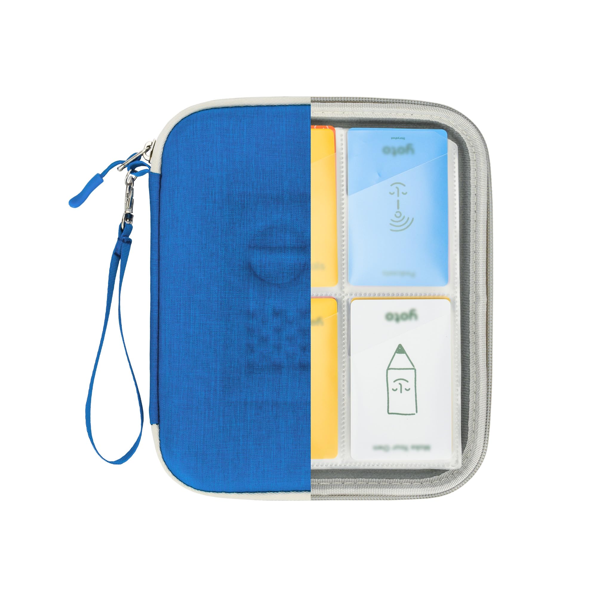 PROfezzion for Yoto Card Holder Case, Card Album up to 88 Cards, Transparent Protective Pages & Angled Pockets for Convenient Access, Zipper Design with Carry Strap, Storage Card Organizer (Blue)