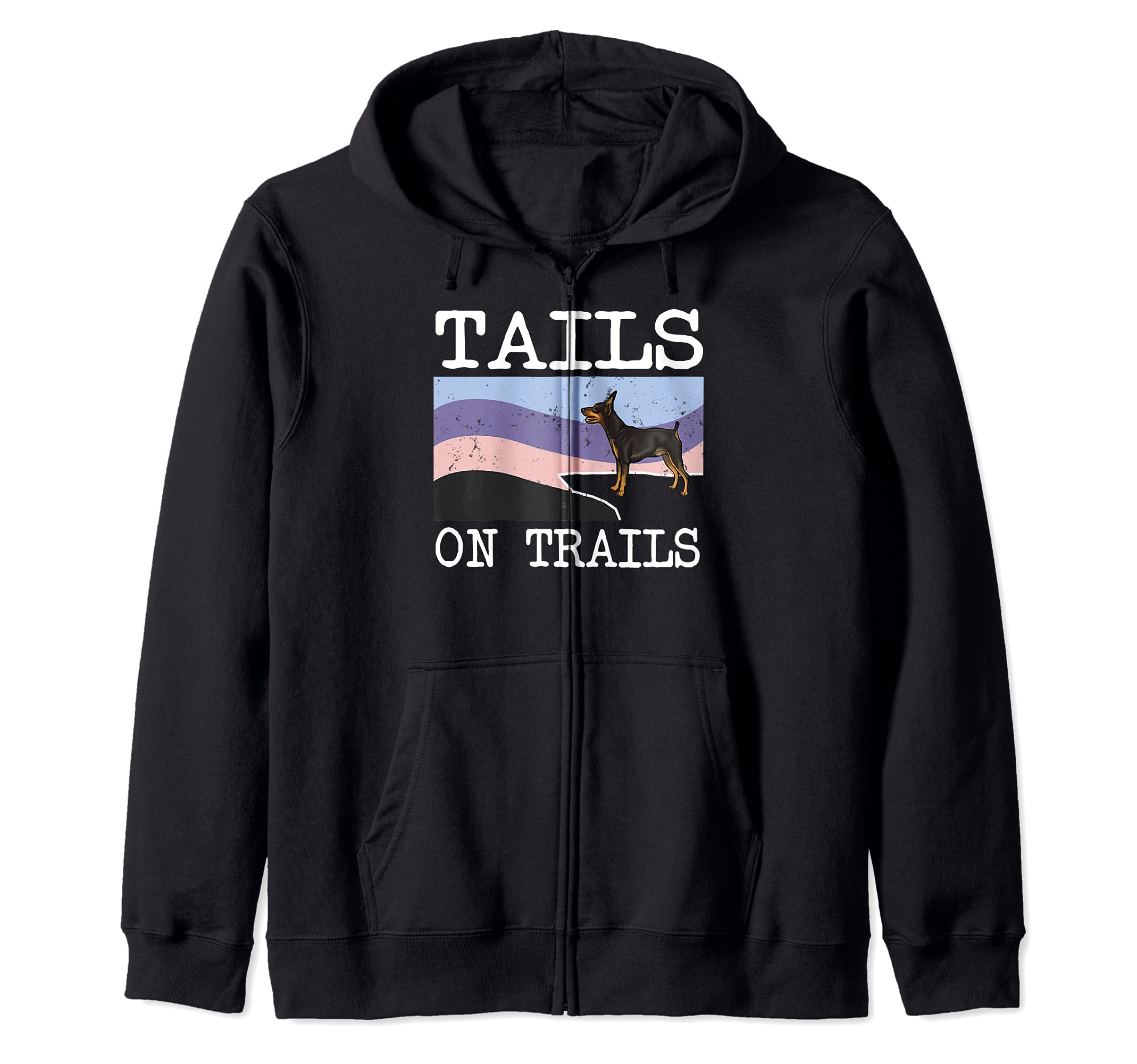 Miniature Pinscher Tails On Trails Funny Dog Hiking Zip Hoodie