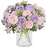 MARTINE MALL 4 Packs Peonies Artificial Flowers, Pinkish-Purple Artificial Peonies, Silk Peonies Flowers Fake Peonies Artificial Flowers Peonies Bouquet for Centerpiece Table Wedding Party Home Decor