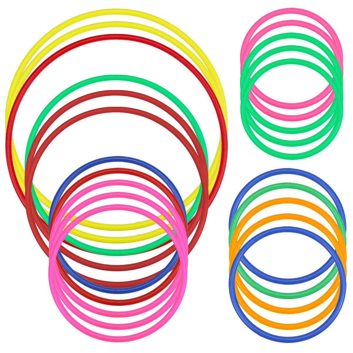 Hysagtek 21 Pcs Plastic Toss Rings Carnival Rings Toss Quoits Party Favor Throwing Ring Large Sizes for Adults Men Women (11/13.4/15/ 19.5/23.5 cm)