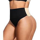 Eleady Thong Shapewear Tummy Control - 2 Piece Mid-Waist Compression Underwear Women Seamless Butt Lifting Panties