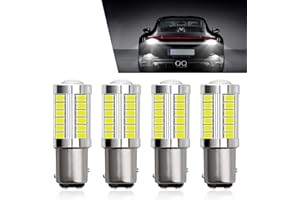pinflaw Pack-4 Automotive 1157 LED Brake Light, BAY15D 33SMD Double Contact High-brightness Bulb with Condenser Lens, Alloy Cooling Bulb 50000H Long-life Replacement, Universal for Cars (White)