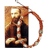 Westmon Works Saint Padre Pio Devotional Medal Adjustable Bracelet with Holy Prayer Card Gift Set