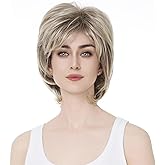 Aimole Short Layers Shaggy Full Wig Natural Wavy Hair Ombre Blonde With Dark Root Wigs Synthetic Hair Women Capless Wig (R10-26 Ombre)