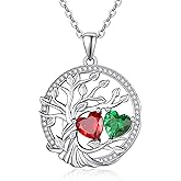 AENEAS Tree of Life Necklace with 2 Birthstone Sterling Silver Tree of Life Pendant Jewelry Gifts for Women