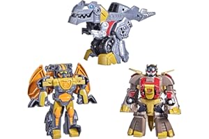 Transformers Dinobot Adventures Dinobot Squad Grimlock, Dinobot Snarl, and Predaking 3-Pack Converting Figures, 4.5-Inch Toys, Ages 3 and Up