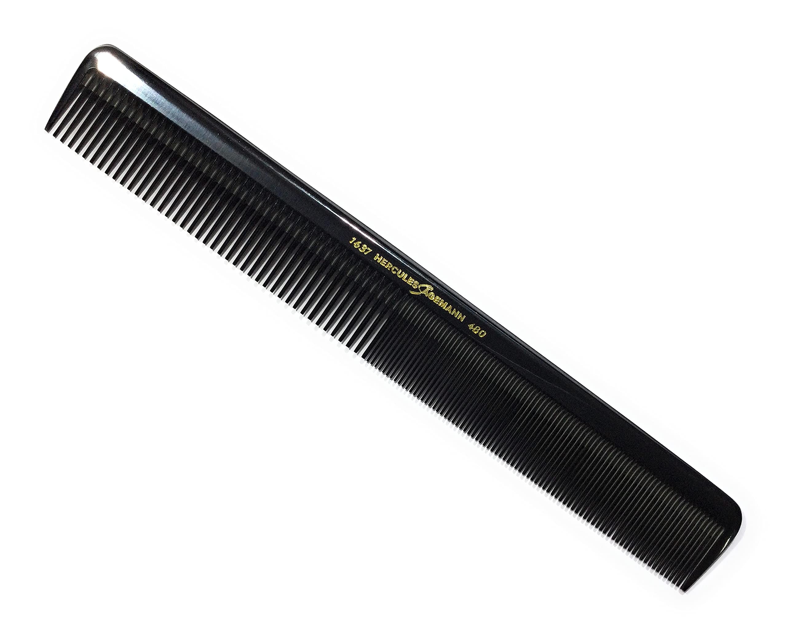 Hercules Sägemann 1637-480 Professional Hair Cutting Comb Natural Rubber Hair Comb with 2 Teeth Coarse + Fine 8.5 Inches Universal Comb