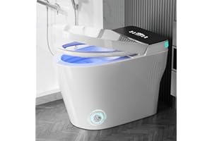 WITMYA Smart Toilet with Bidet Built In, One Piece Bidet Toilet with Auto Dual Flush, Foam Shield, Modern Elongated Tankless Toilet with Foot Sensor, Heated Bidet Seat, Warm Water & Dryer,LED Display