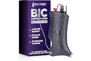 Toker Poker - Bic Lighter Case Multi Tool 2.0 - Black, All Inclusive Tool for Camping and Other