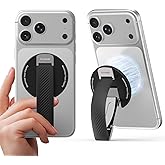 2026 Klearlook for MagSafe Phone Grip with Silicone Finger Strap, Removable Magnetic Phone Ring Holder with Adjustable Kickstand, Finger Phone Ring Grip for iPhone 17/16/15/14/13/12 Series, Black