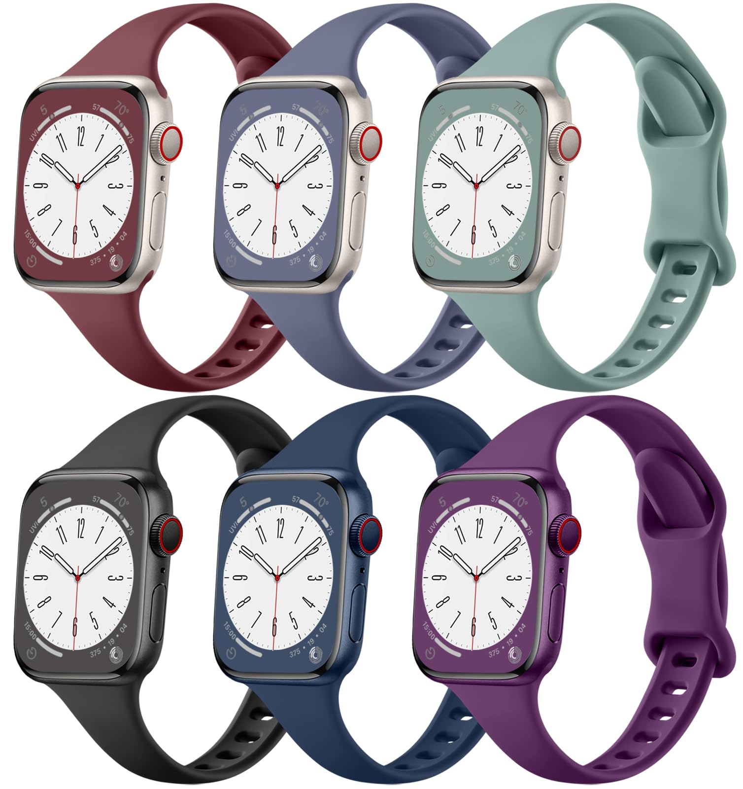 Photo 1 of Lerobo Slim Band Compatible with Apple Watch Series 9 Band 45mm 44mm 42mm 40mm 38mm 41mm 49mm 46mm Women, Soft Narrow Thin Waterproof Sport Replacement for iWatch Bands Ultra SE 10 8 7 6 5 4 3 2 1