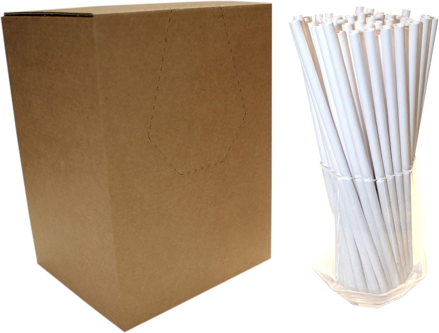 White Paper Straws (6mm x 200mm), Pack Size 500