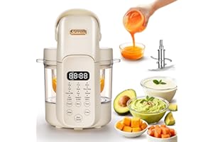 IAGREEA Glass Baby Food Maker, One Step Baby Food Processor Steamer Puree Blender Grinder Mills Machine, Auto Cooking & Grinding for Healthy Homemade Baby Food with 3 Age Stages, BPA-Free