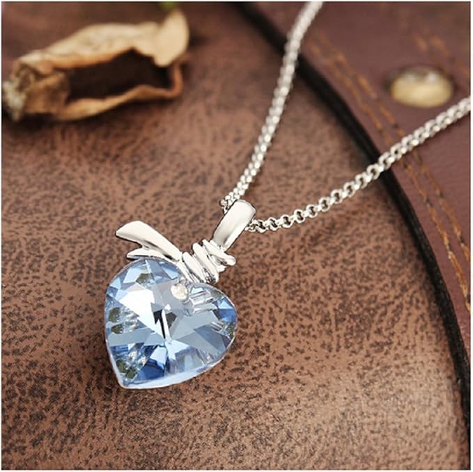 Amazon Com Light Blue Crystal Heart Shaped Pendant Necklace For Women Wedding Jewelry By 24 7 Store Health Personal Care