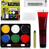 Face Body Paint Set, Halloween Makeup, 6 Colors Face Body Paint + Washable Fake Blood + White Cream, Face Paint SFX Makeup Kit, Face Painting Kit for Halloween Zombie Skeleton Cosplay Clown