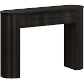 MECHYIN 47" Console Table, Fluted Sofa Table with Sturdy Construction, Small Curved Entryway Table for Entrance, Behind The Couch, Hallway, Living Room, Foyer（BlackGray）