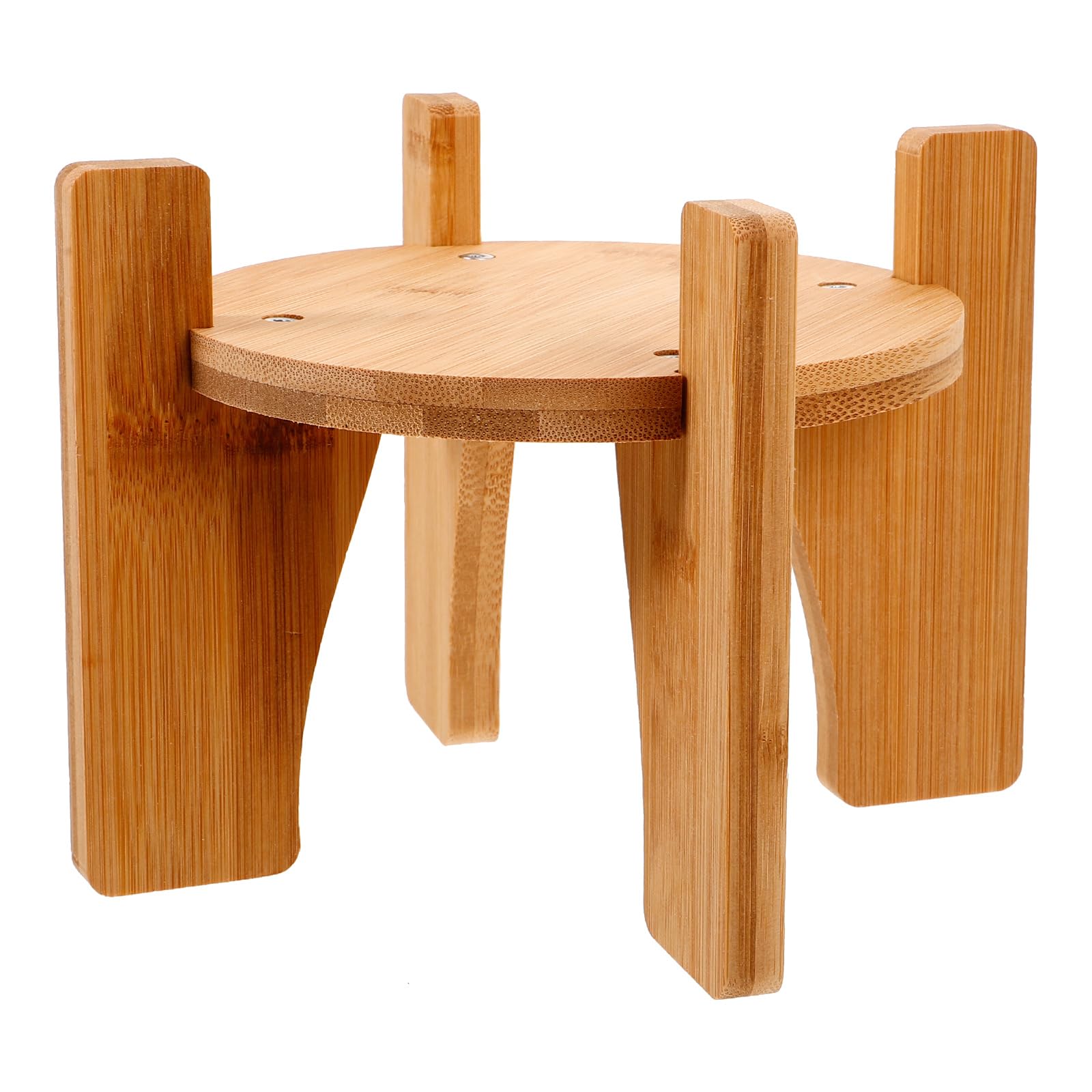 NIYANGLE Bamboo Drink Dispenser Stand Round Base 8.46X8.46X5.51In for Beverage Dispenser Vase Fish Tank Holder Indoor Display